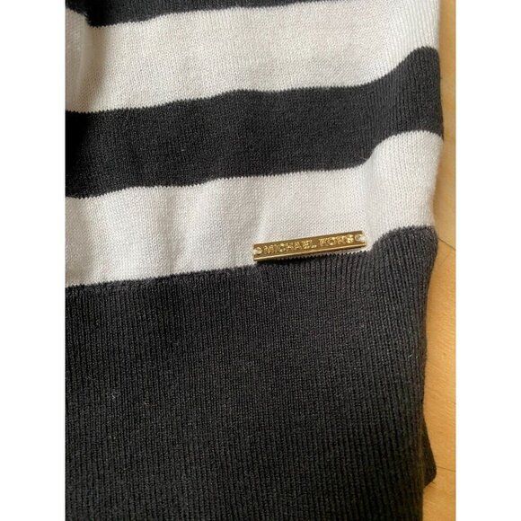 Micahel Kors women black white striped sweater sz small gold chain detail - Picture 6 of 7